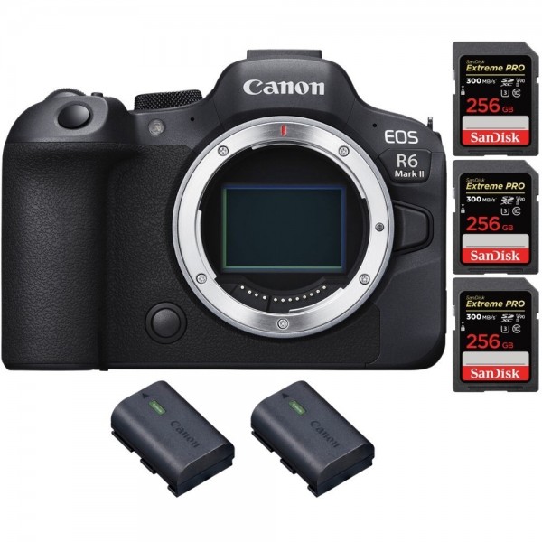 Canon EOS R6 Mark II + 3 SanDisk 256GB Extreme PRO UHS-II 300 MB/s + 2 Canon LP-E6NH - Full Frame Mirrorless Camera|MCZ DIRECT