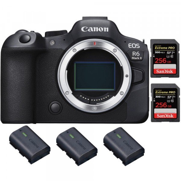 Canon EOS R6 Mark II + 2 SanDisk 256GB Extreme PRO UHS-II 300 MB/s + 3 Canon LP-E6NH - Appareil hybride Plein Format-1