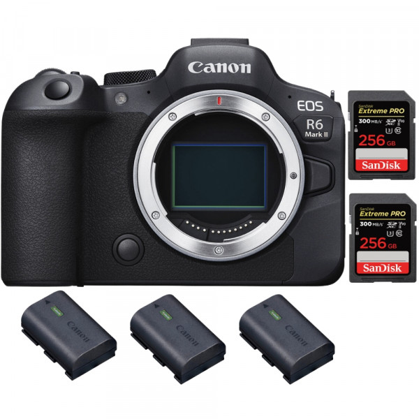Canon EOS R6 Mark II + 2 SanDisk 256GB Extreme PRO UHS-II 300 MB/s + 3 Canon LP-E6NH - Cámara Mirrorless de fotograma completo-1