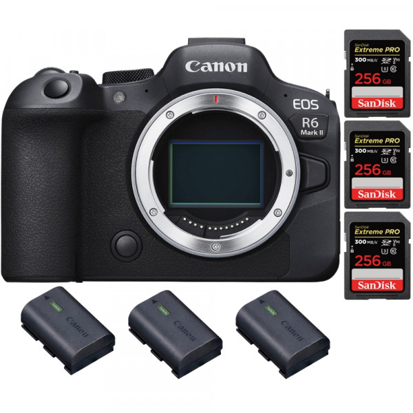 Canon EOS R6 Mark II + 3 SanDisk 256GB Extreme PRO UHS-II 300 MB/s + 3 Canon LP-E6NH - Cámara Mirrorless de fotograma completo-1