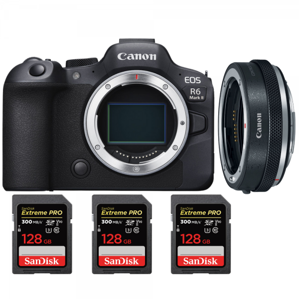Canon EOS R6 Mark II + Canon EF-EOS R Premium + 3 SanDisk 128GB Extreme PRO UHS-II SDXC 300 MB/s|MCZ DIRECT