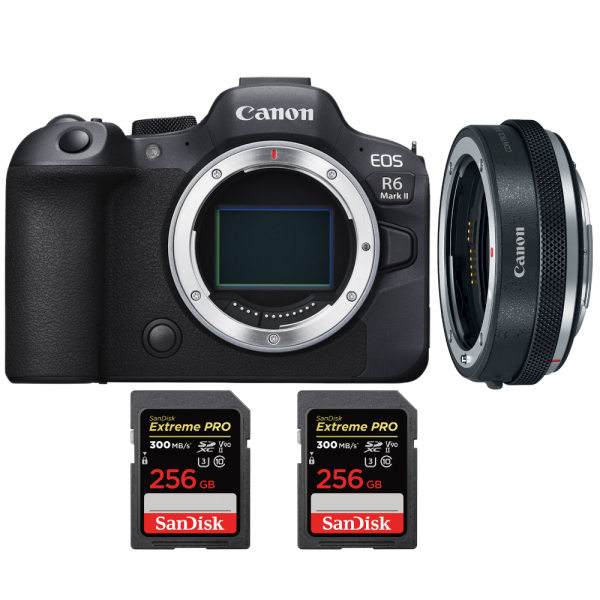 Canon EOS R6 Mark II + Canon EF-EOS R Premium + 2 SanDisk 256GB Extreme PRO UHS-II SDXC 300 MB/s|MCZ DIRECT