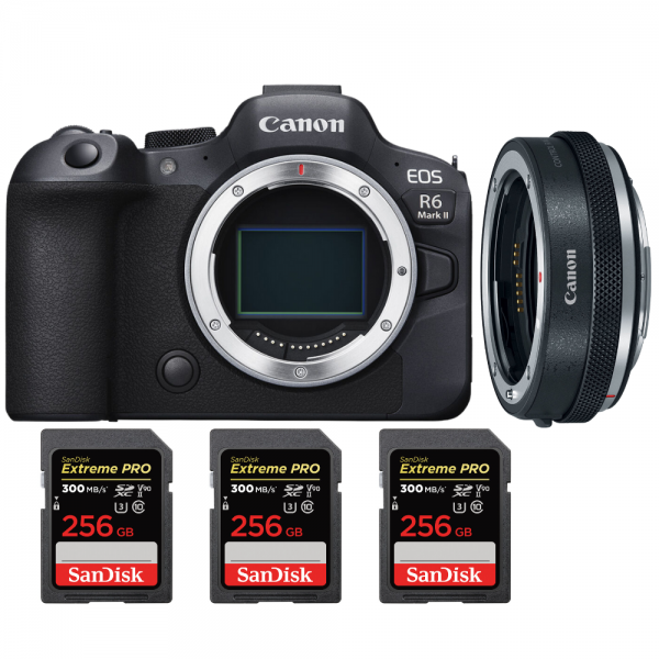 Canon EOS R6 Mark II + Canon EF-EOS R Premium + 3 SanDisk 256GB Extreme PRO UHS-II SDXC 300 MB/s|MCZ DIRECT