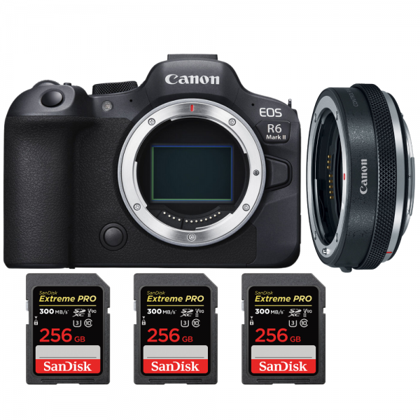 Canon EOS R6 Mark II + Canon EF-EOS R Premium + 3 SanDisk 256GB Extreme PRO UHS-II SDXC 300 MB/s-1