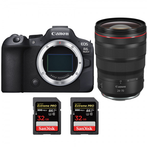 Canon EOS R6 Mark II + RF 24-70mm f/2.8 L IS USM + 2 SanDisk 32GB