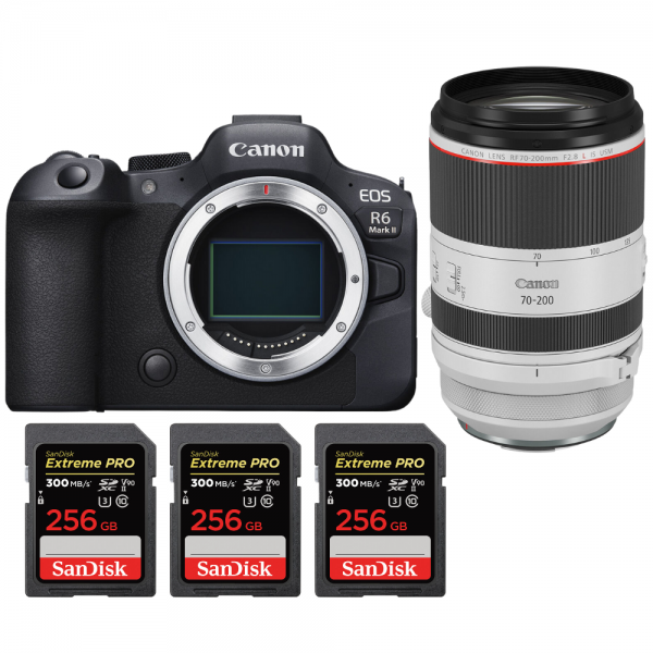 Canon EOS R6 Mark II + RF 70-200mm f/2.8 L IS USM + 3 SanDisk 256GB Extreme PRO UHS-II SDXC 300 MB/s - Appareil Photo Hybride|MCZ DIRECT