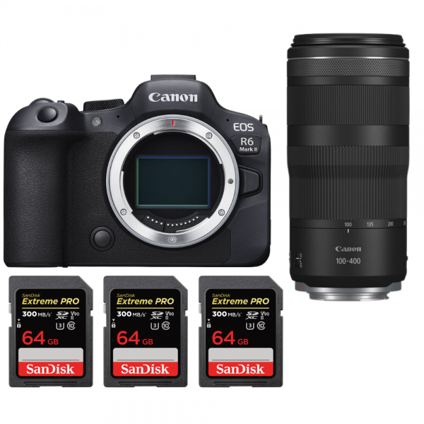 Canon EOS R6 Mark II + RF 100-400mm f/5.6-8 IS USM + 3 SanDisk 64GB Extreme PRO UHS-II SDXC 300 MB/s|MCZ DIRECT