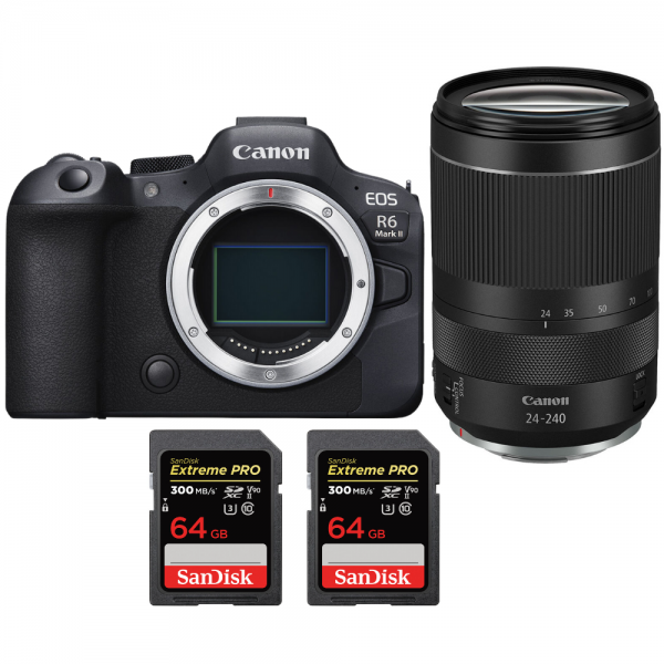 Canon EOS R6 Mark II + RF 24-240mm f/4-6.3 IS USM + 2 SanDisk 64GB Extreme PRO UHS-II SDXC 300 MB/s|MCZ DIRECT