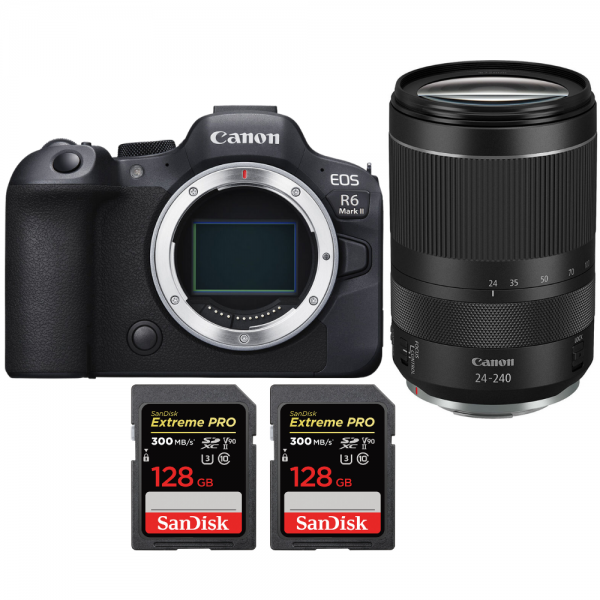 Canon EOS R6 Mark II + RF 24-240mm f/4-6.3 IS USM + 2 SanDisk 128GB Extreme PRO UHS-II SDXC 300 MB/s|MCZ DIRECT