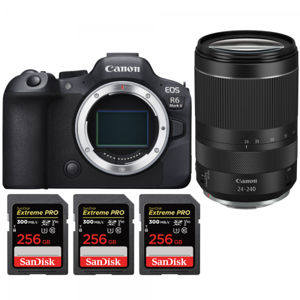 Canon EOS R6 Mark II + RF 24-240mm f/4-6.3 IS USM + 3 SanDisk 256GB Extreme PRO UHS-II SDXC 300 MB/s-1