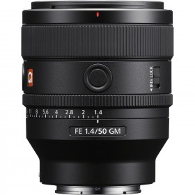 Sony FE 50mm F1.4 GM lens with focus ring and aperture control, ideal for full frame cameras