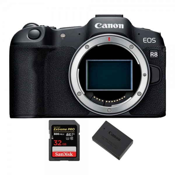 Canon EOS R8 + 1 SanDisk 32GB Extreme PRO UHS-II SDXC 300 MB/s + 1 Canon LP-E17-1