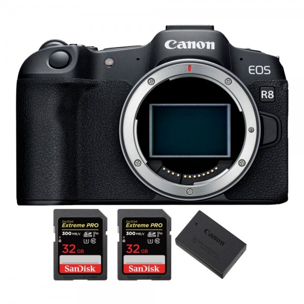 Canon EOS R8 + 2 SanDisk 32GB Extreme PRO UHS-II SDXC 300 MB/s + 1 Canon LP-E17-1
