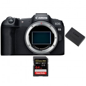 Canon EOS R8 + 1 SanDisk 64GB Extreme PRO UHS-II SDXC 300 MB/s + 1 Canon LP-E17-1