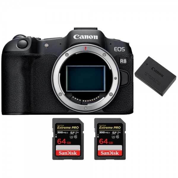 Canon EOS R8 + 2 SanDisk 64GB Extreme PRO UHS-II SDXC 300 MB/s + 1 Canon LP-E17-1