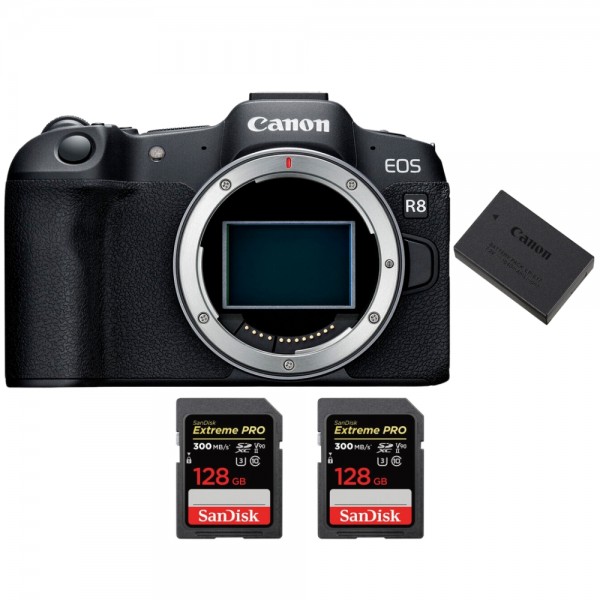 Canon EOS R8 + 2 SanDisk 128GB Extreme PRO UHS-II SDXC 300 MB/s + 1 Canon LP-E17-1