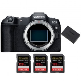 Canon EOS R8 + 3 SanDisk 128GB Extreme PRO UHS-II SDXC 300 MB/s + 1 Canon LP-E17-1