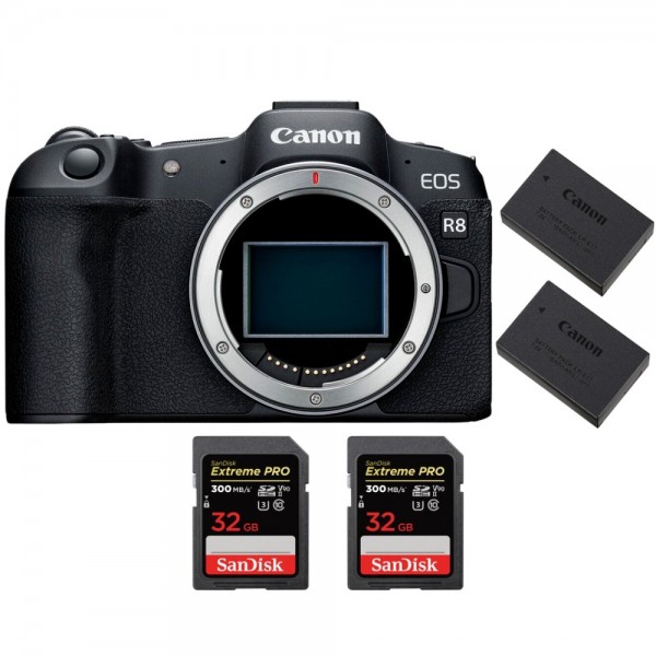 Canon EOS R8 + 2 SanDisk 32GB Extreme PRO UHS-II SDXC 300 MB/s + 2 Canon LP-E17-1