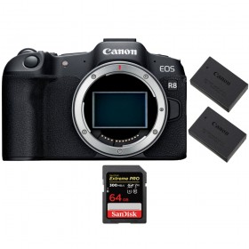 Canon EOS R8 + 1 SanDisk 64GB Extreme PRO UHS-II SDXC 300 MB/s + 2 Canon LP-E17-1