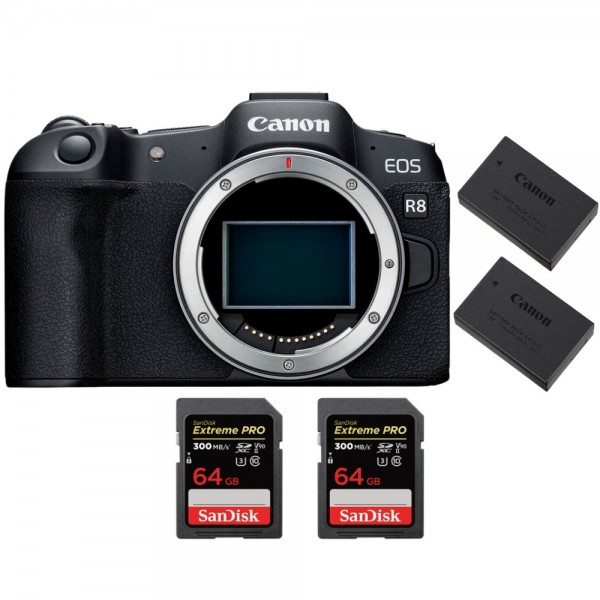 Canon EOS R8 + 2 SanDisk 64GB Extreme PRO UHS-II SDXC 300 MB/s + 2 Canon LP-E17-1