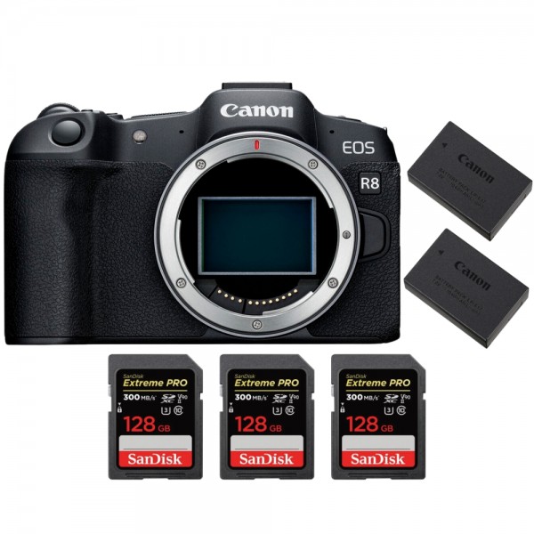 Canon EOS R8 + 3 SanDisk 128GB Extreme PRO UHS-II SDXC 300 MB/s + 2 Canon LP-E17-1