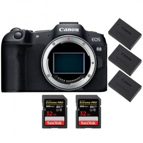 Canon EOS R8 + 2 SanDisk 32GB Extreme PRO UHS-II SDXC 300 MB/s + 3 Canon LP-E17-1