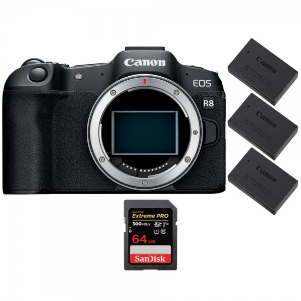 Canon EOS R8 + 1 SanDisk 64GB Extreme PRO UHS-II SDXC 300 MB/s + 3 Canon LP-E17-1