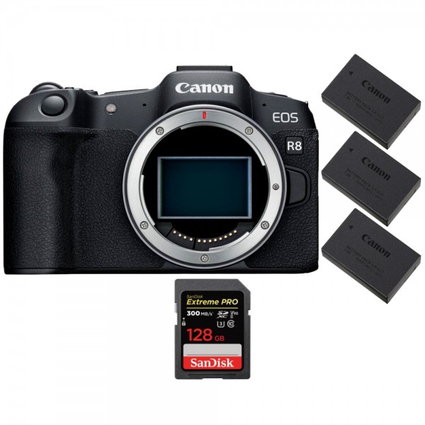 Canon EOS R8 + 1 SanDisk 128GB Extreme PRO UHS-II SDXC 300 MB/s + 3 Canon LP-E17-1