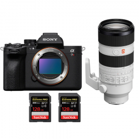 Sony A7R V + FE 70-200 mm f/2,8 GM OSS II + 2 SanDisk 128 GB Extreme PRO UHS-II SDXC 300 MB/s - Dispositivo fotográfico híbrido-
