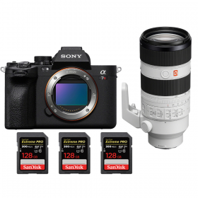 Sony A7R V + FE 70-200 mm f/2,8 GM OSS II + 3 SanDisk 128 GB Extreme PRO UHS-II SDXC 300 MB/s - Dispositivo fotográfico híbrido-