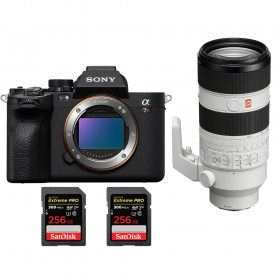 Sony A7R V + FE 70-200 mm f/2,8 GM OSS II + 2 SanDisk 256 GB Extreme PRO UHS-II SDXC 300 MB/s - Dispositivo fotográfico híbrido-