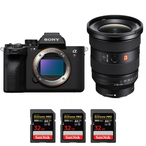 Sony A7R V + FE 16-35 mm f/2,8 GM II + 3 SanDisk Extreme PRO UHS-II SDXC de 32 GB a 300 MB/s - Dispositivo fotográfico híbrido-1