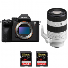 Sony A7R V + FE 70-200mm f/4 Macro G OSS II + 2 SanDisk 256GB Extreme PRO UHS-II SDXC 300 MB/s - Dispositivo fotográfico híbrido