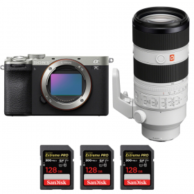 Sony A7C II Silver + FE 70-200mm f/2.8 GM OSS II + 3 SanDisk 128GB Extreme PRO UHS-II SDXC 300 MB/s-1