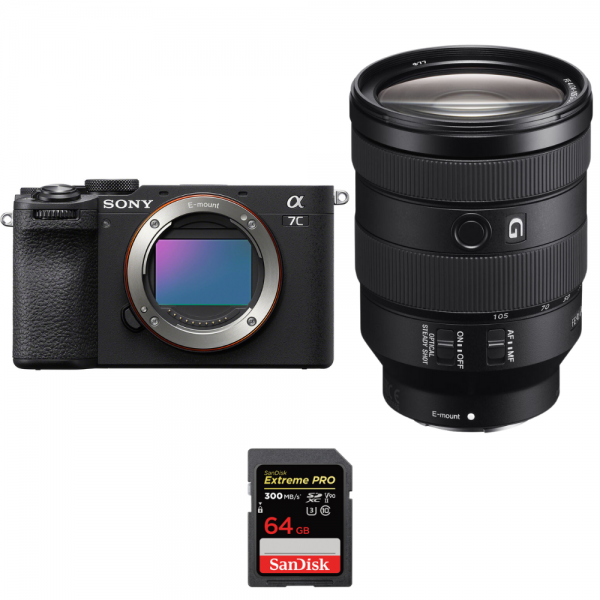 Sony A7C II Noir + FE 24-105mm f/4 G OSS + 1 SanDisk 64GB Extreme PRO UHS-II SDXC 300 MB/s - Appareil Photo Hybride|MCZ DIRECT