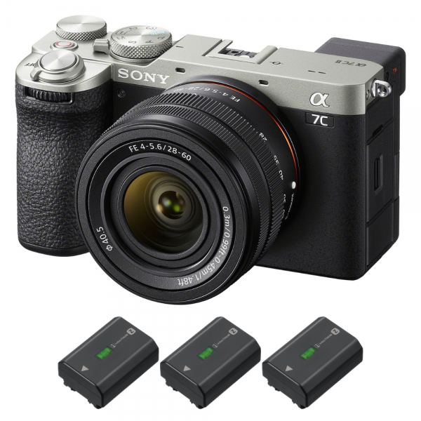 Sony A7C II Silver + FE 28-60mm f/4-5.6 + 3 Sony NP-FZ100 - Appareil Photo Hybride|MCZ DIRECT
