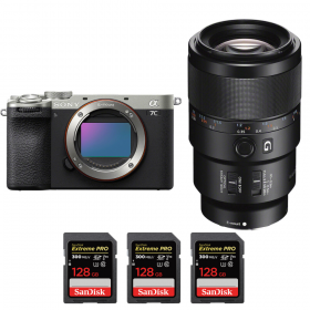 Sony A7C II Silver + FE 90mm f/2.8 Macro G OSS + 3 SanDisk 128GB Extreme PRO UHS-II SDXC 300 MB/s-1