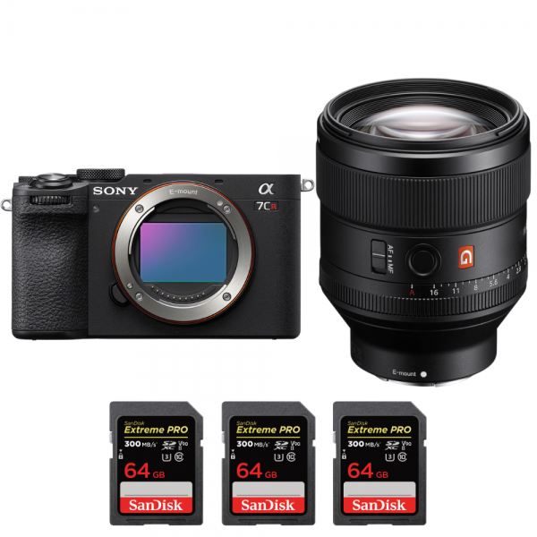Sony A7CR Noir + FE 85mm f/1.4 GM + 3 SanDisk 64GB Extreme PRO UHS-II SDXC 300 MB/s - Appareil Photo Hybride|MCZ DIRECT