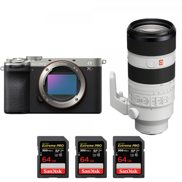 Sony A7CR Silver + FE 70-200mm f/2.8 GM OSS II + 3 SanDisk 64GB Extreme PRO UHS-II SDXC 300 MB/s-1
