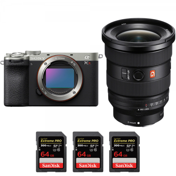 Sony A7CR Silver + FE 16-35mm f/2.8 GM II + 3 SanDisk 64GB Extreme PRO UHS-II SDXC 300 MB/s - Appareil Photo Hybride|MCZ DIRECT