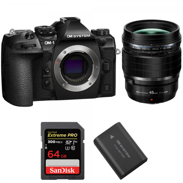 OM System OM-1 Mark II + ED 45mm f/1.2 PRO + 1 SanDisk 64GB Extreme PRO UHS-II SDXC 300 MB/s + 1 OM System BLX-1|MCZ DIRECT