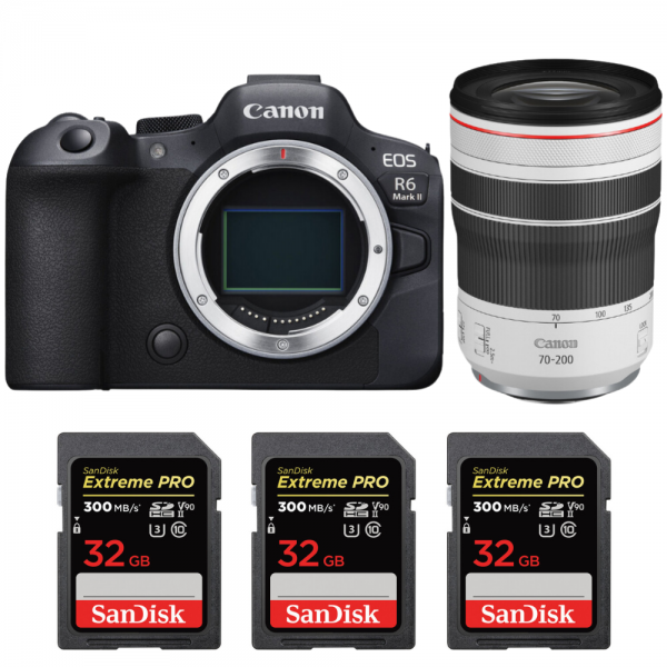 Canon EOS R6 Mark II + RF 70-200 mm f/4 L IS USM + 3 SanDisk 32GB Extreme PRO UHS-II SDXC 300 MB/s Canon Canon EOS R6 Mark II 3.340,00 € MCZ DIRECT