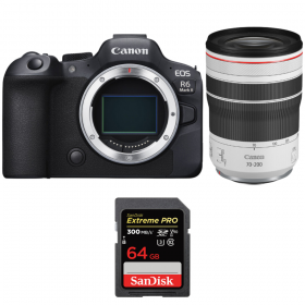 Canon EOS R6 Mark II + RF 70-200 mm f/4 L IS USM + - Contenido de la caja Canon EOS R6 Mark II + RF 70-200 mm f/4 L IS USM + - Contenido de la caja