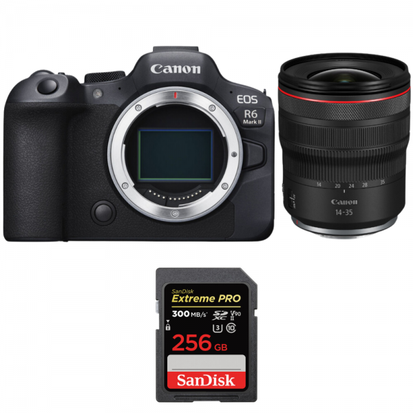 Canon EOS R6 Mark II + RF 14-35 mm f/4 L IS USM + 1 SanDisk 256GB Extreme PRO UHS-II SDXC 300 MB/s Canon Canon EOS R6 Mark II 2.861,00 € MCZ DIRECT