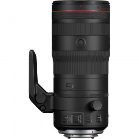 Objectif Canon RF 24-105mm f/2.8 L IS USM Z monté, vue côté avec bouton de stabilisation