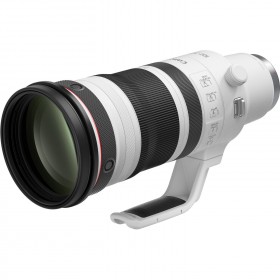 Objetivo Canon RF 100-300mm f/2.8 L IS USM, diseño detallado, anillo de enfoque y estabilizador visible