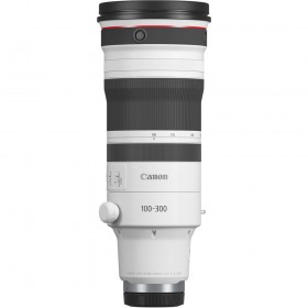 Objetivo Canon RF 100-300mm f/2.8 L IS USM mostrando parte frontal y controles visibles