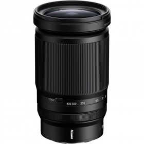 Nikon Z 28-400mm f/4-8 VR lens with zoom ring, visible focal range, and Nikon branding Nikon Z 28-400mm f/4-8 VR lens with zoom ring, visible focal range, and Nikon branding