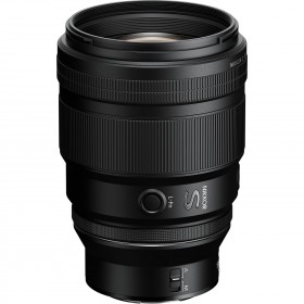 Nikon Z 135mm f/1.8 S lens with control ring and lens hood, showcasing robust build Nikon Z 135mm f/1.8 S lens with control ring and lens hood, showcasing robust build