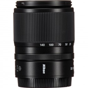 Nikon Z 18-140mm f/3.5-6.3 VR DX lens showing zoom ring and focus markings Nikon Z 18-140mm f/3.5-6.3 VR DX lens showing zoom ring and focus markings